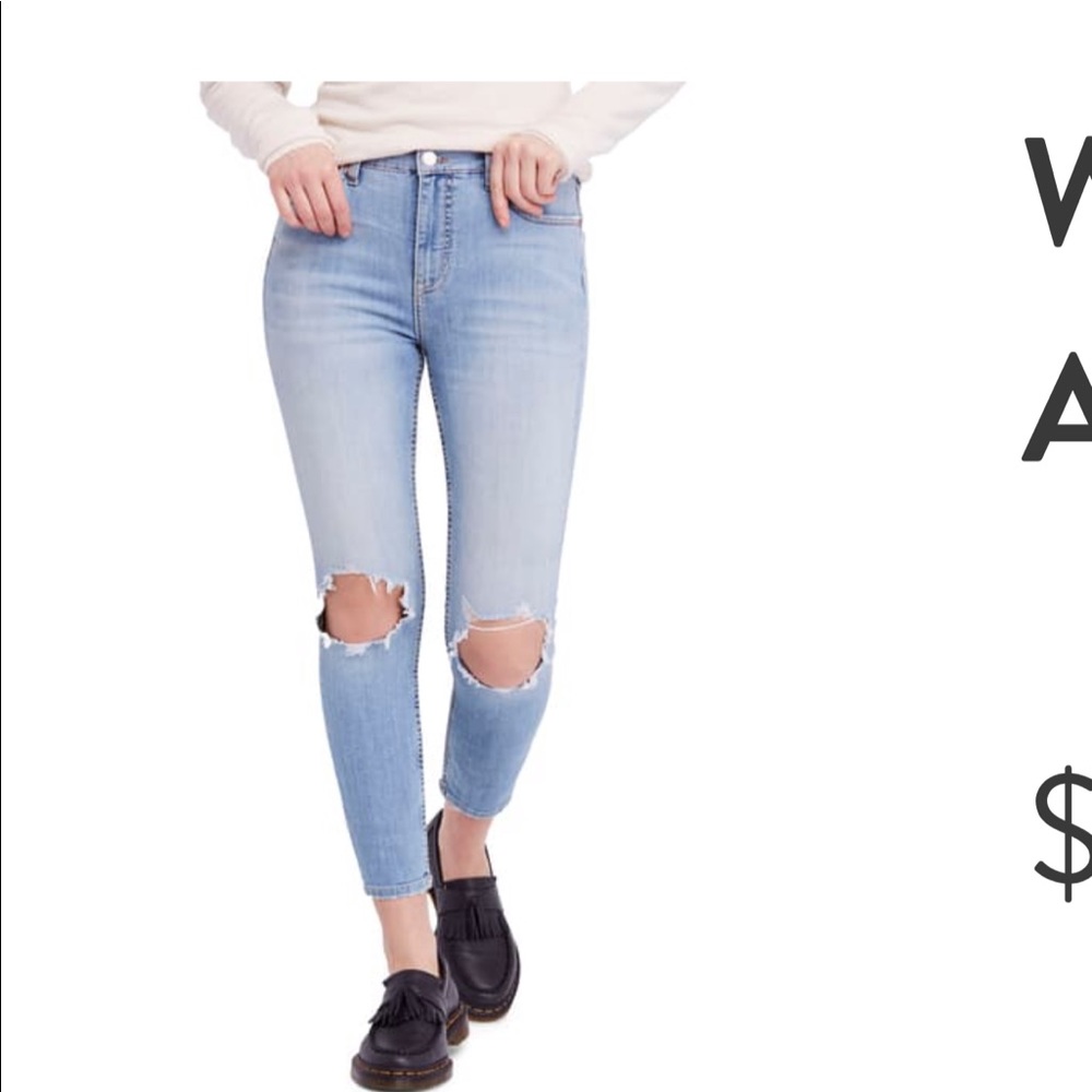 Free People Busted Knee High Rise Jeans